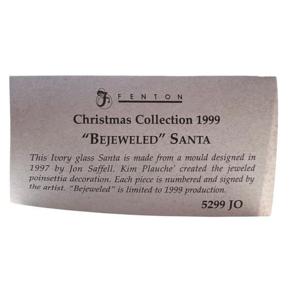 Fenton Glass Santa Figurine Limited Edition Signed Bejewled Green Holiday Decor - Picture 11 of 13